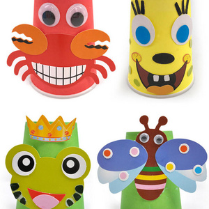 Wholesale DIY children Educational manual paper stickers game Cute Animal Paper craft Cup kit