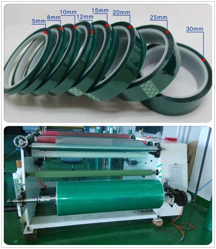 Powder Coating High Temperature Silicone Adhesive film Green PET Masking Industrial green polyester tape