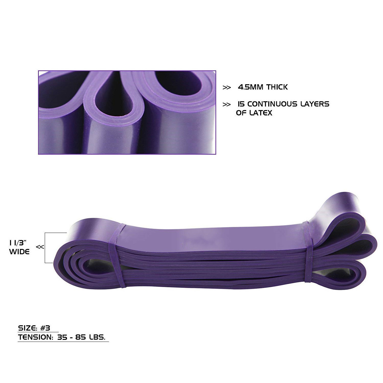 High Quality Purple Natural Latex Elastic Fitness Bands High Loop Resistance Pull Up Assist Power Strength Training