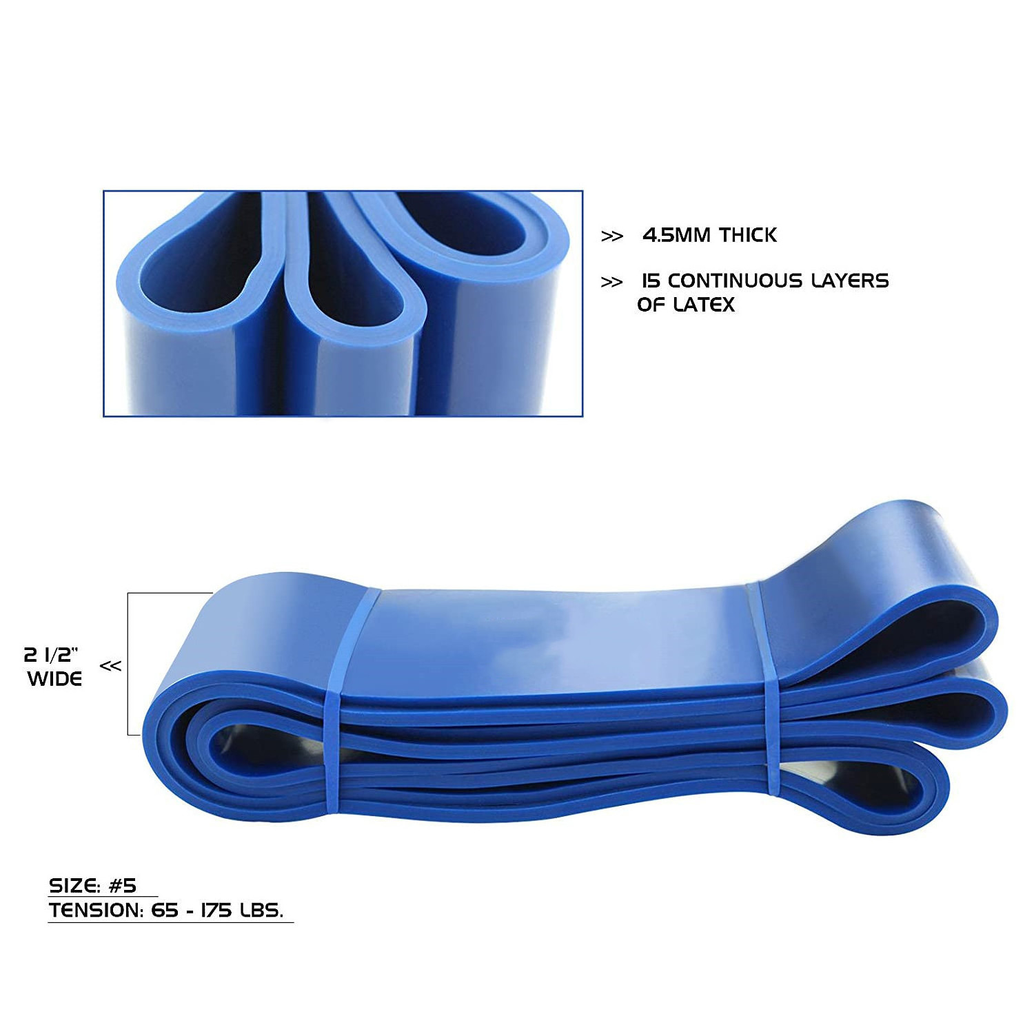 High Quality Blue Natural Latex Elastic Fitness Bands High Loop Resistance for Pull-Up Assist Power Strength Training