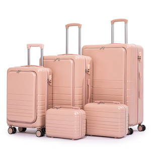 Pink Hot Sale Case Suitcase Front Open Travel Luggage Sets for Outdoors with Spinner Wheels