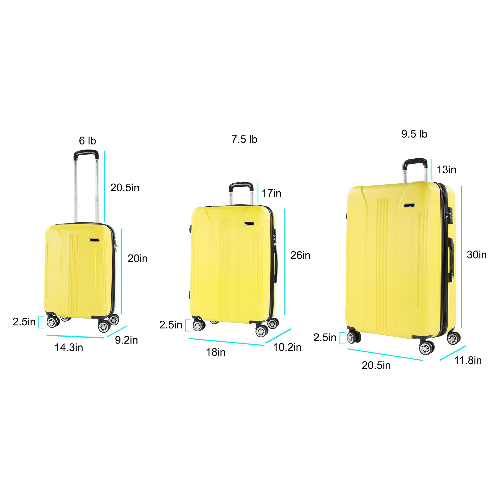 Custom luxury cheap hard shell trolley hand luggage travel carry metal abs suitcase sets of 3 with removable wheels