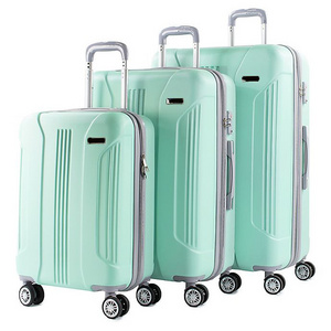 Custom luxury cheap hard shell trolley hand luggage travel carry metal abs suitcase sets of 3 with removable wheels