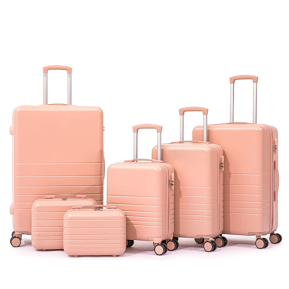 Custom ABS Carry on Luggage Pink 6 Piece Hardshell Bag Travel Luggage Sets with Spinner Wheels koffer Luggage