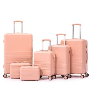 Custom ABS Carry on Luggage Pink 6 Piece Hardshell Bag Travel Luggage Sets with Spinner Wheels koffer Luggage