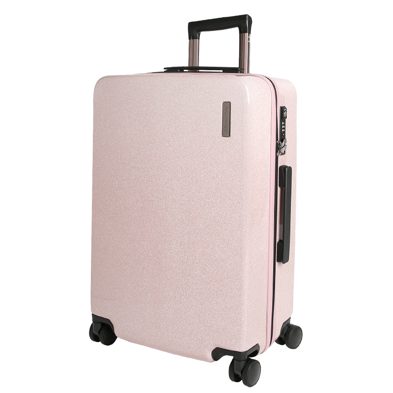 Shiny film design suitcase printed logo carry on travel bag Aluminum trolley  ABS + PC luggage sets;