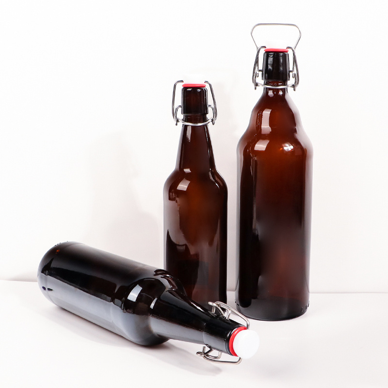 wholesale 330 ml 500 ml amber swing top glass beer bottle with flip cap in stock