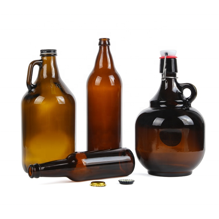 2000ml 64oz empty amber beer glass jug growler glass bottles with swing top lids