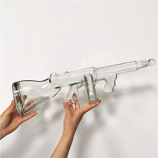 Thompson 800ml gun shaped glass bottles for whiskey Voka Tequila wine Bottle