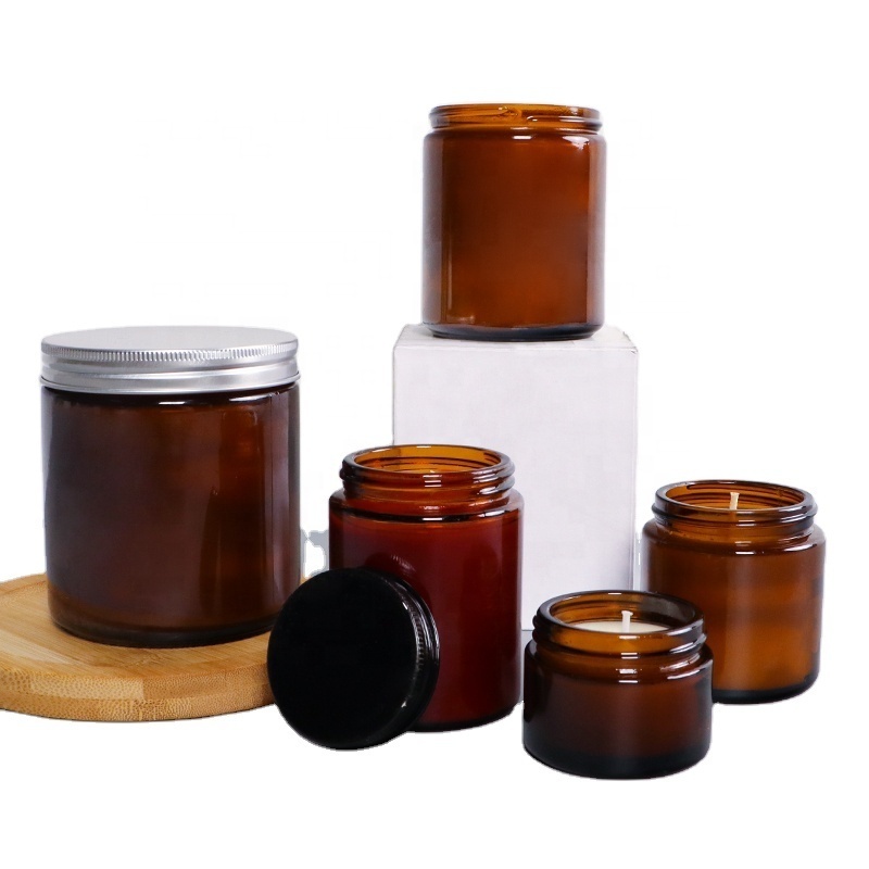 100ml empty amber glass jar scented candle holder amber candle jars with lids