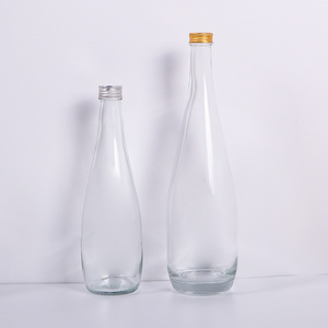 Wholesale 330 ml 500ml 750ml mineral soda spring water glass water bottle with aluminium cover