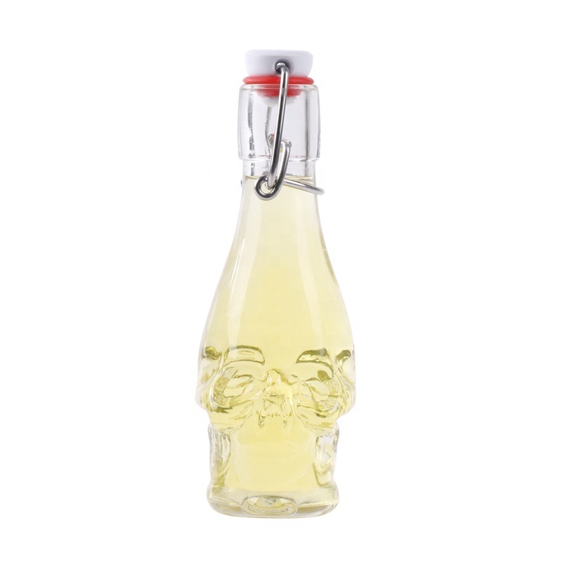 5oz skull bottle 150ml hot sauce woozy glass bottle with swing top cap