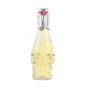 5oz skull bottle 150ml hot sauce woozy glass bottle with swing top cap