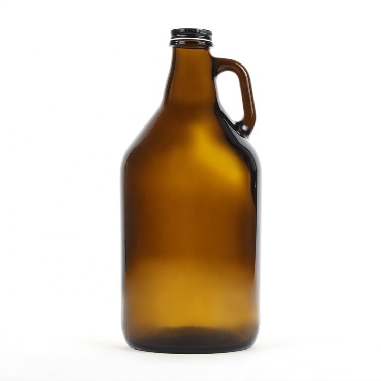 Popular design 64oz amber beer  growler glass bottle 2L large beer swing top growler for sale