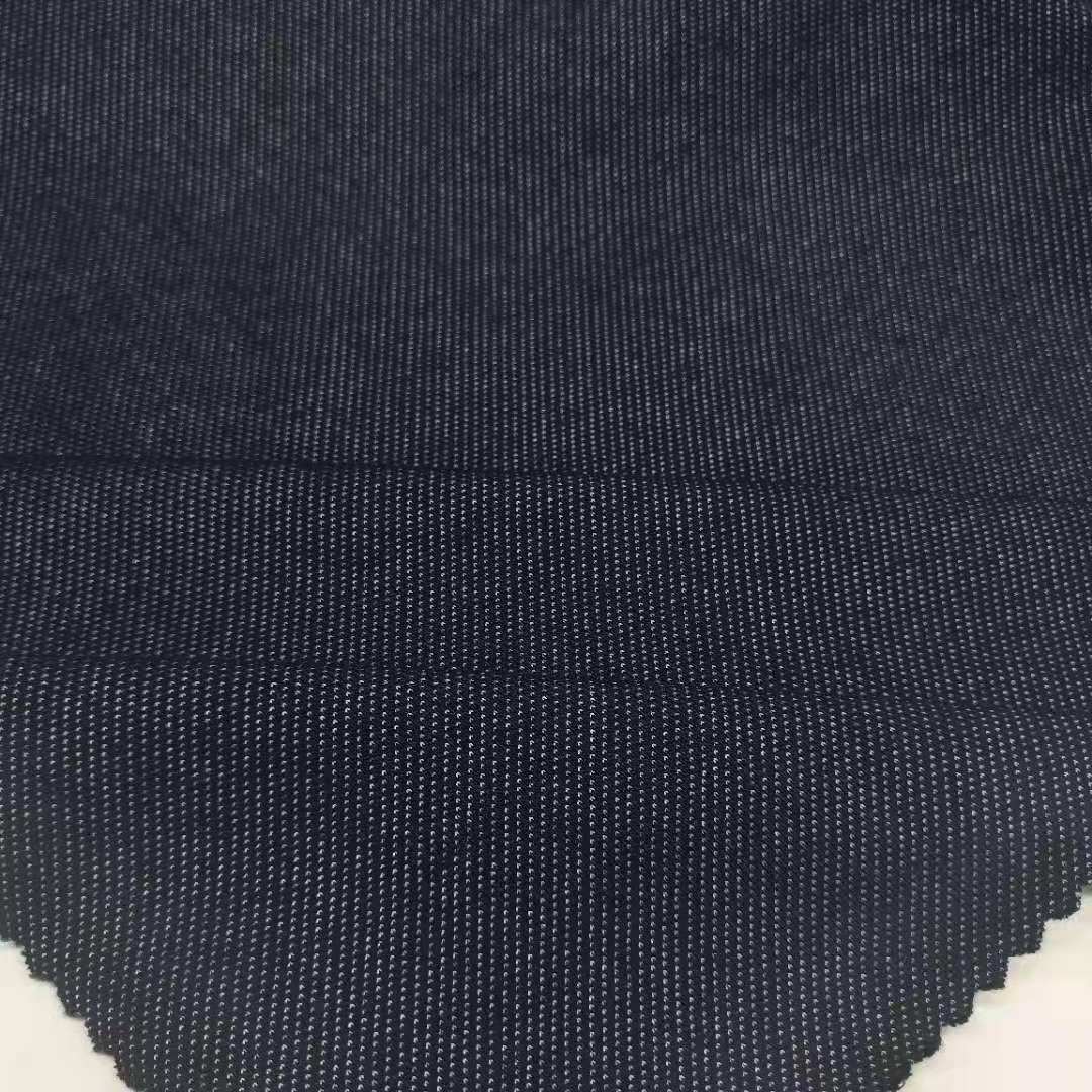 Factory Organic Cotton Recycled Polyester Spandex Denim Knit Fabric For Garment