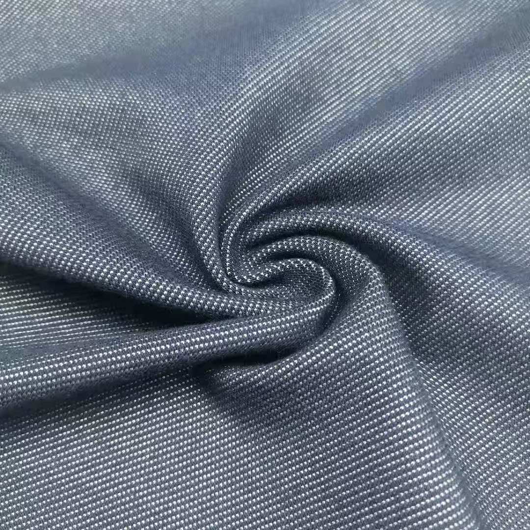 Factory Organic Cotton Recycled Polyester Spandex Denim Knit Fabric For Garment