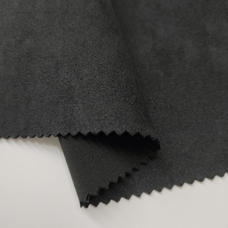 Free Sample Available Faux Leather Suede Fabric Black Scuba Suede Knitted Fabric