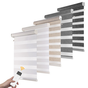 Zebra Blinds Blackout Motorized Roller Electric Smart Curtain Cordless Window Natural Zebra Blinds