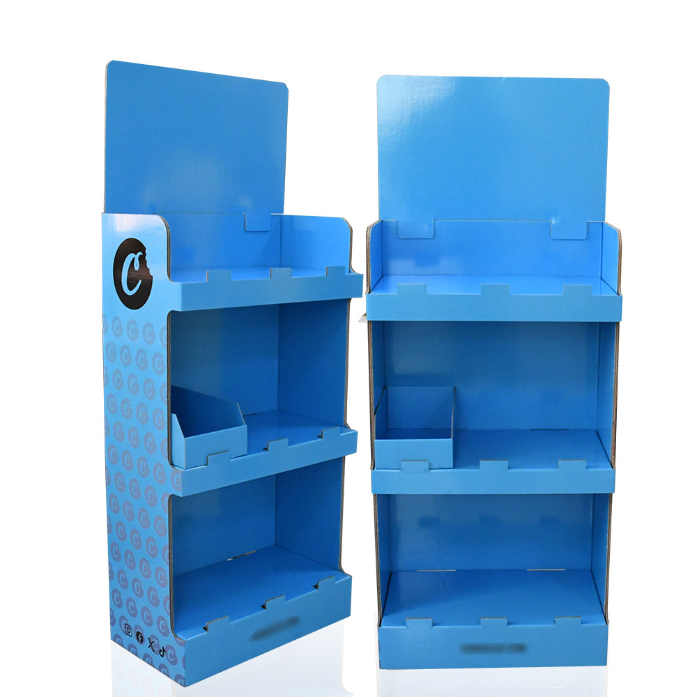 Effortless Assembly Creative 3-Shelf Corrugated Cardboard Shipper Display Stand for Promotional Pop-Ups Cardboard Display Stand