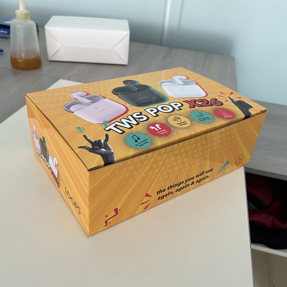 Customized Cardboard Counter Shipper Boxes Paper Display for Retail Bluetooth Headphones with Tear-Away Clear Lid