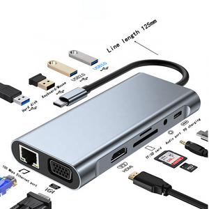 New USB-C 11-In-1 Multiport Dock SD/TF Card Reader USB 3.5mm Audio Type C 11 In 1 Multi-Port