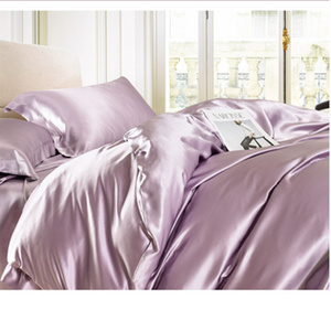 Purple 100% Silk Bedding Set.Luxury 4-Piece Satin/Sateen Silky Bed Sheet Set Bedding Collection,Summer Duvet Cover Sets