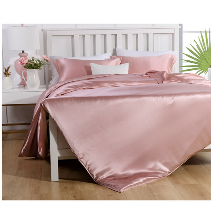 Purple 100% Silk Bedding Set.Luxury 4-Piece Satin/Sateen Silky Bed Sheet Set Bedding Collection,Summer Duvet Cover Sets