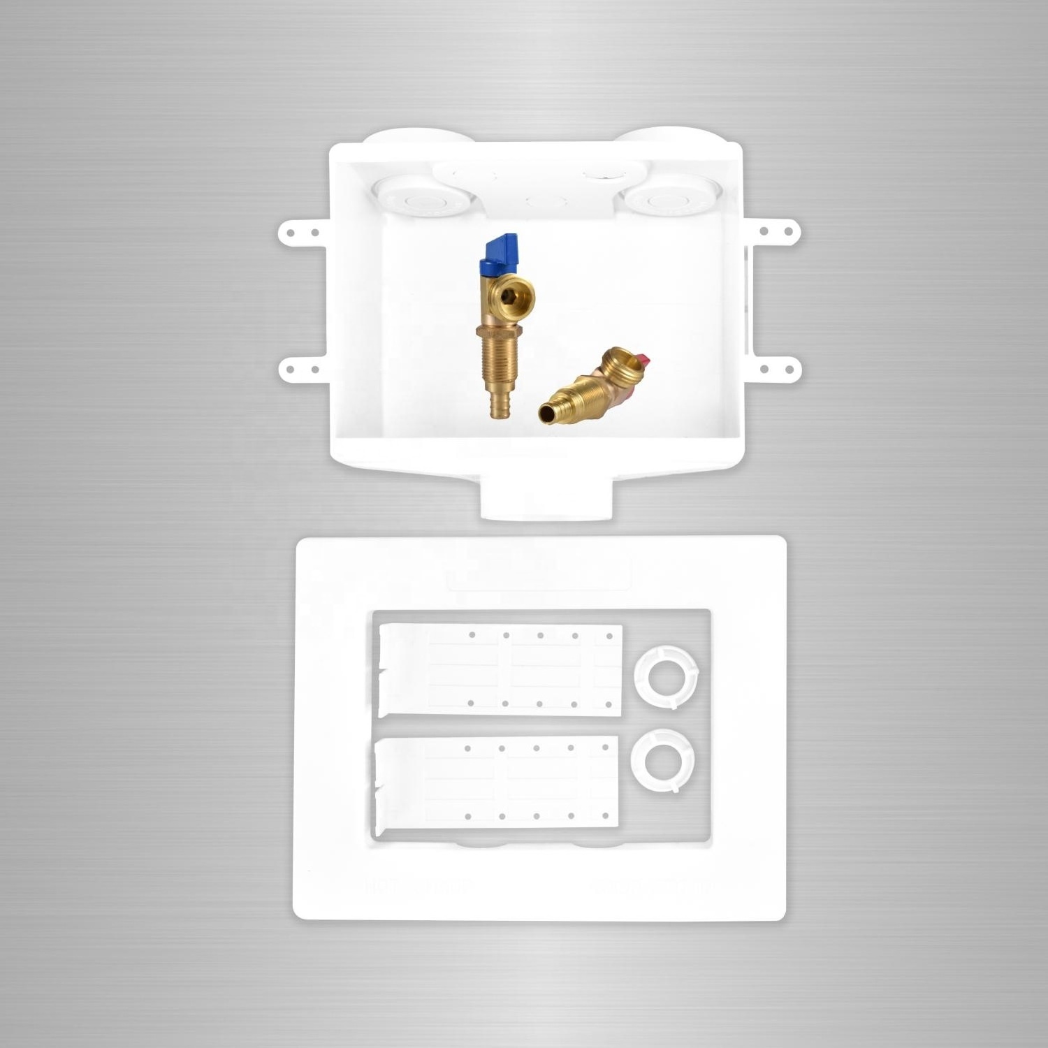 High Quality 2022 latest OEM Washing Machine Outlet Box with Valves Installed half inch F1807 Pex x 3 quarters inch MHT