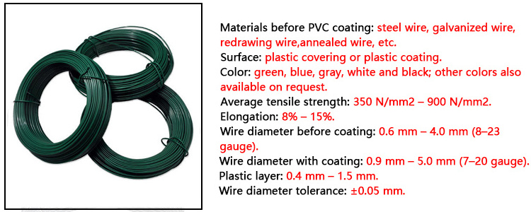 Factory Wholesale Multicolor Pvc Coated Metal Iron Wire