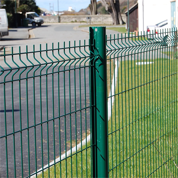 Steel Metal Garden Fence PVC Coated Green Curved Welded Wire Mesh Triangle Fence Panel