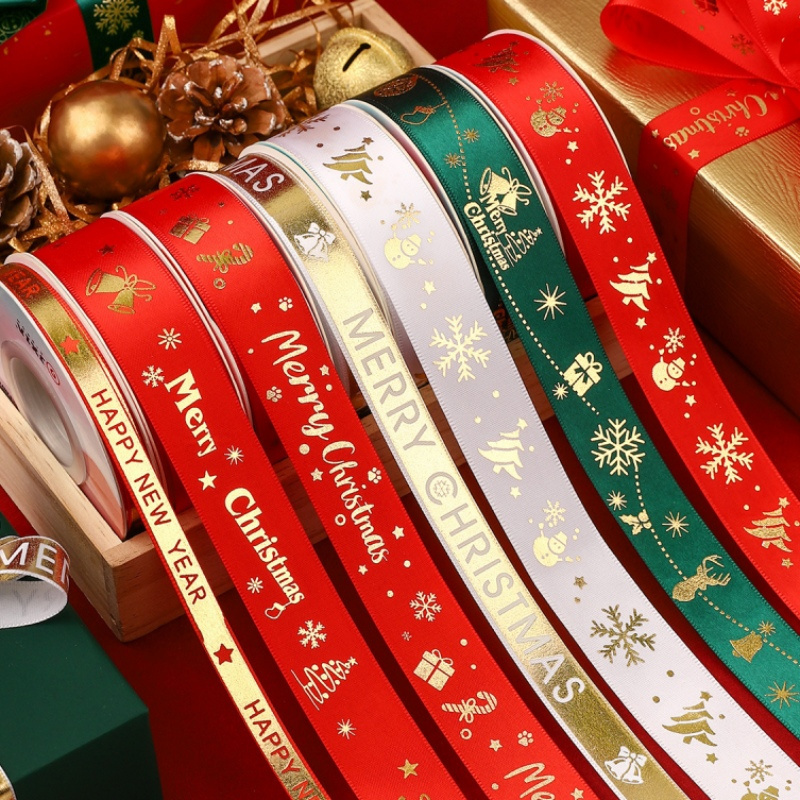 Wholesale Christmas Ribbons Polyester Webbing Christmas Decorate Ribbon For Christmas Wired Plaid Ribbons