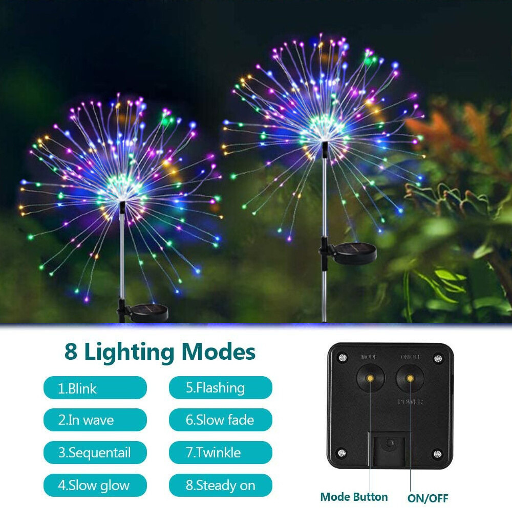 Solar Outdoor Light 90/120/150LED Waterproof Solar Fireworks Lights Holiday Fairy Lights Garden New Year Christmas Decoration