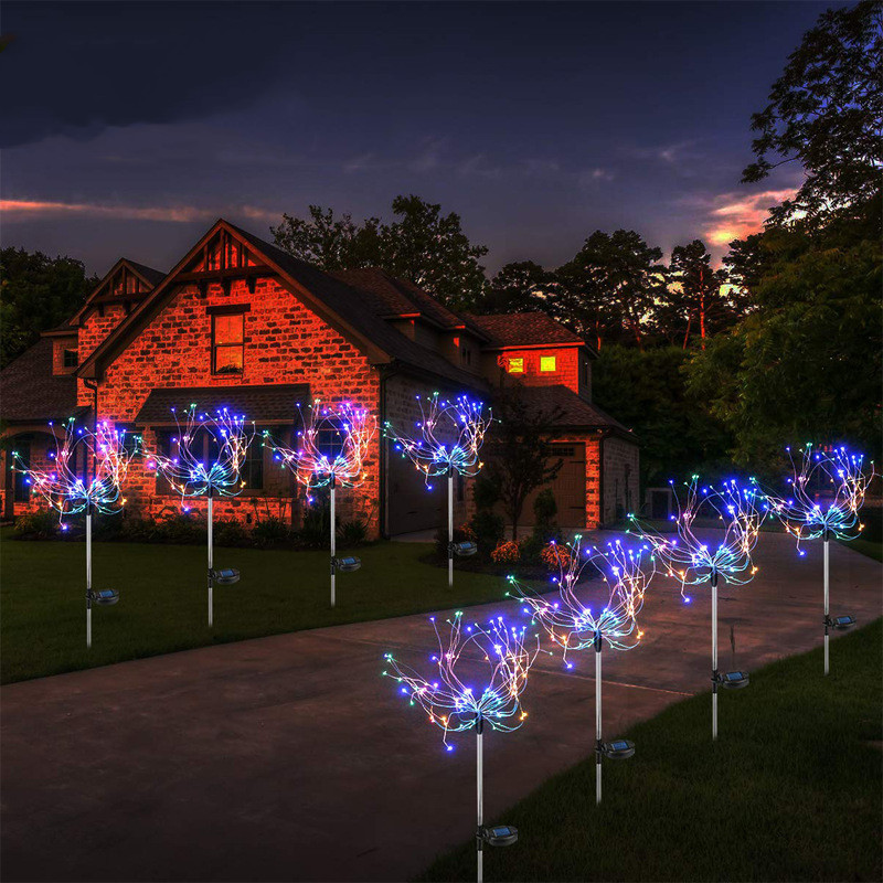 Solar Outdoor Light 90/120/150LED Waterproof Solar Fireworks Lights Holiday Fairy Lights Garden New Year Christmas Decoration