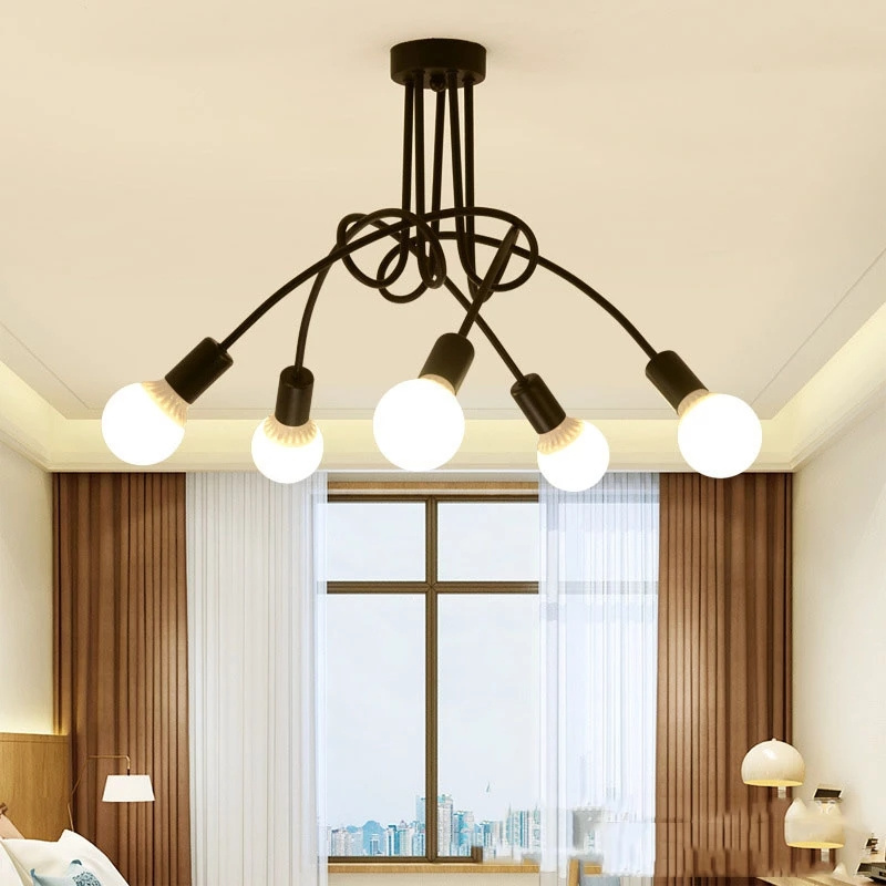 American Retro Ceiling Light Wrought Iron LED Chandelier Cheap Bedroom Light Fixtures Living Room Home Lighting Decoration