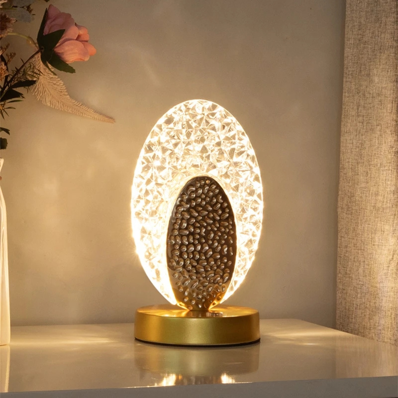 Stepless Dimming USB Charging Touch Switch Remote Control Bedside Light Living Room Decoration Crystal LED Table Lamp Desk Lamp