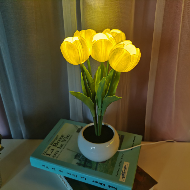 LED tulip lamp interior decoration table led simulation tulip flowerpot lamp atmosphere night lamp gift potted plant light