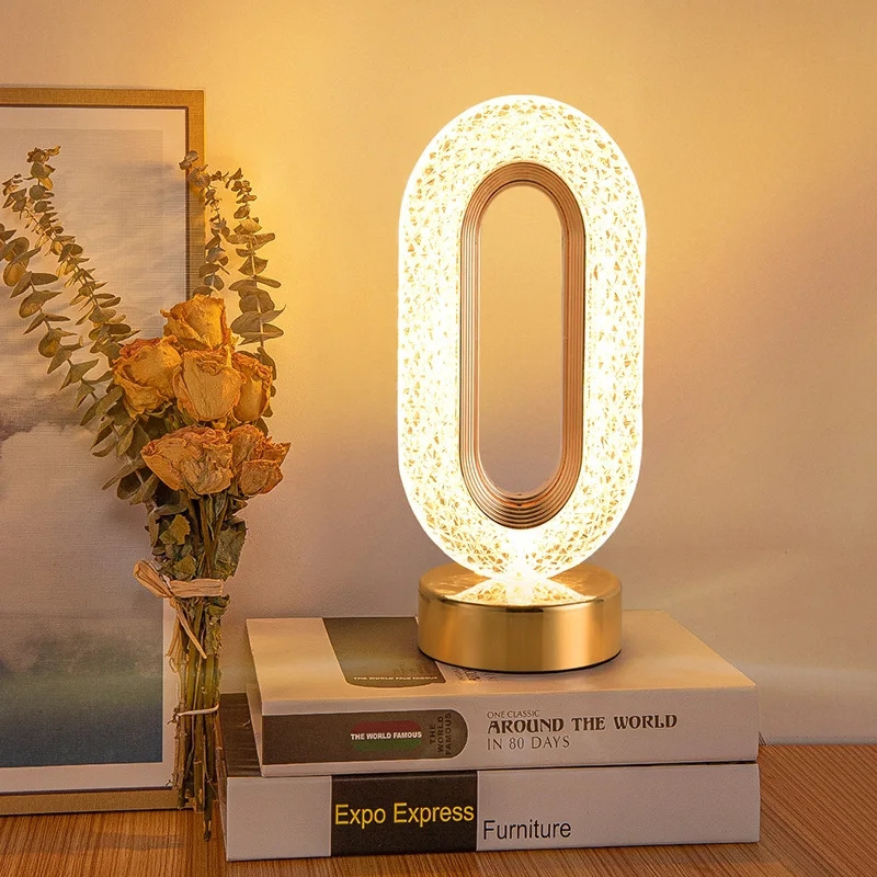 Stepless Dimming USB Charging Touch Switch Remote Control Bedside Light Living Room Decoration Crystal LED Table Lamp Desk Lamp