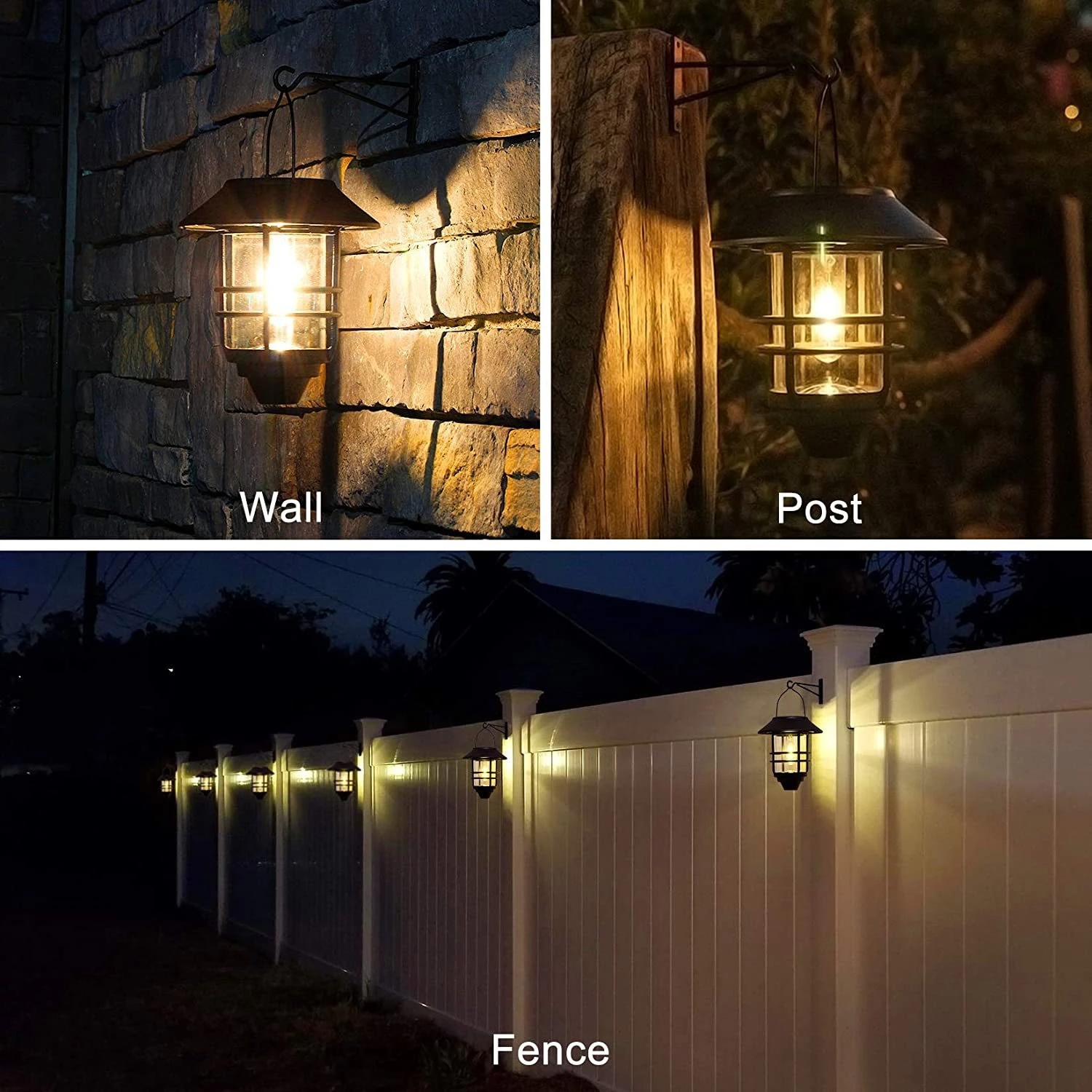 Outdoor Solar Lights Retro Lantern Hanging Wall Lamp Waterproof Vintage Metal Solar Garden Lights Villa Porch Tungsten Bulb