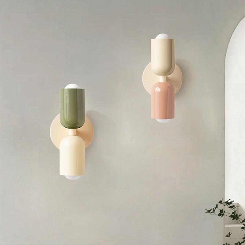 Cream Double Head Lights Living Room Bedroom Bedside Modern Minimalist Indoor Nordic Wall Sconce Decor Fixture Led Wall Lamps