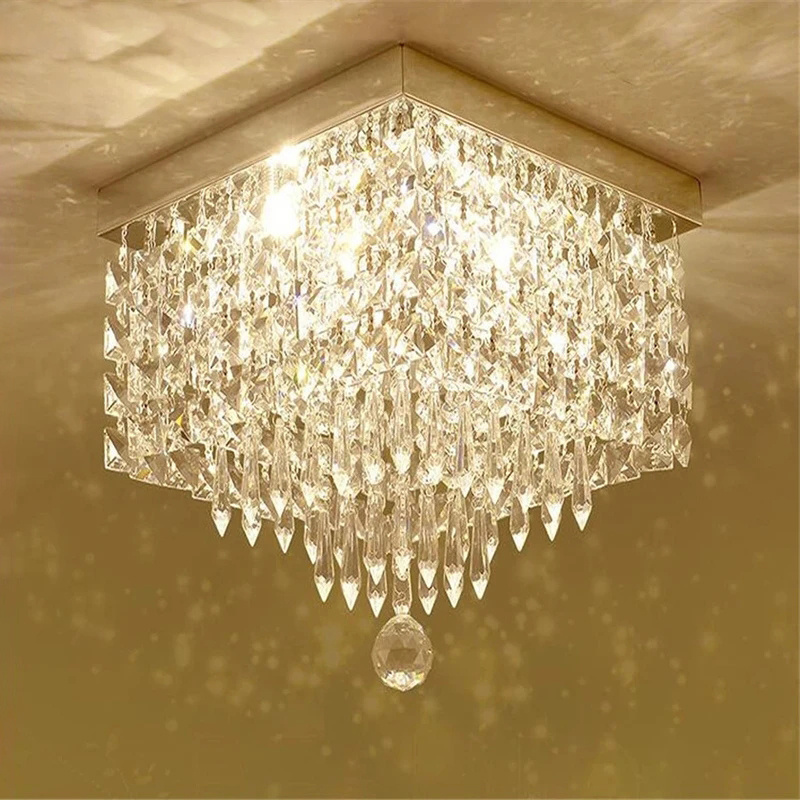 LED Crystal Ceiling Light Aisle Crystal Ceiling Lamp Luxury Porch Balcony Flower Lamp For Living Room Bedroom Kitchen Decoration