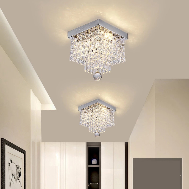 LED Crystal Ceiling Light Aisle Crystal Ceiling Lamp Luxury Porch Balcony Flower Lamp For Living Room Bedroom Kitchen Decoration