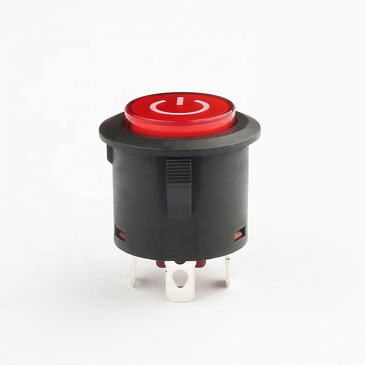 Yongxing factory KA22 22mm red color illuminated 3 pin 12v push button switch latch