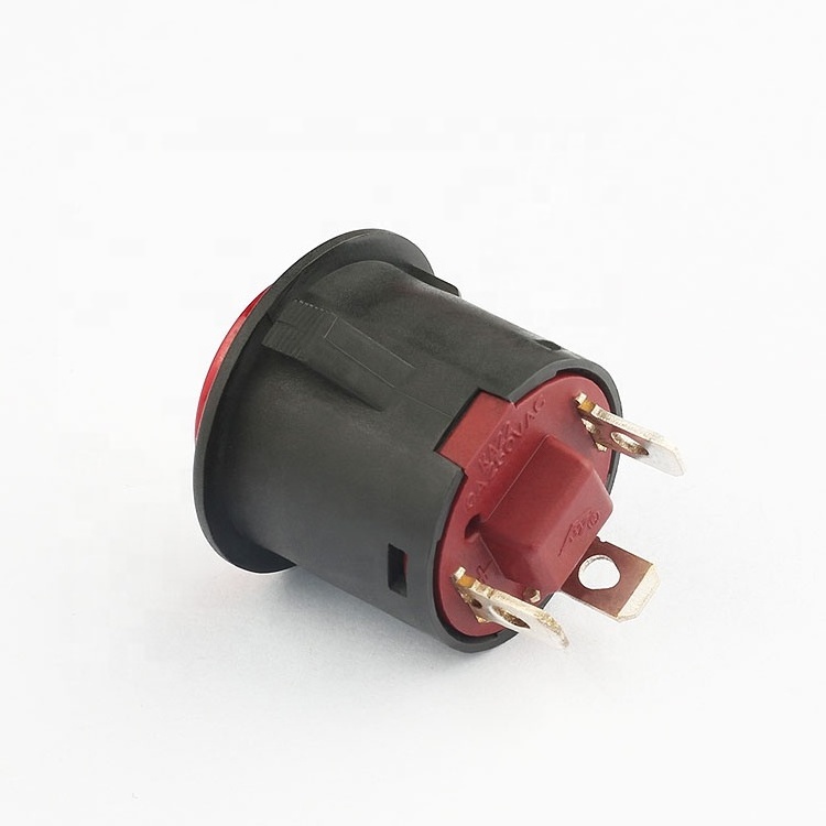 Yongxing factory KA22 22mm red color illuminated 3 pin 12v push button switch latch