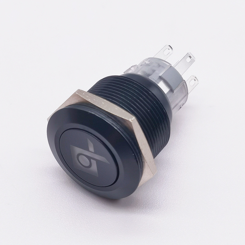 16mm 19mm 22mm Black Metal Customizable Logo Waterproof IP67 Momentary 1NO 1NC 12v 24v Led Light Illuminated Push button Switch