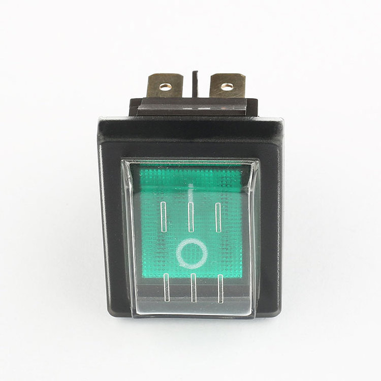 KCD2 DPDT Green Illuminated Waterproof with Cover Rocker Switch for electric appliances 2023