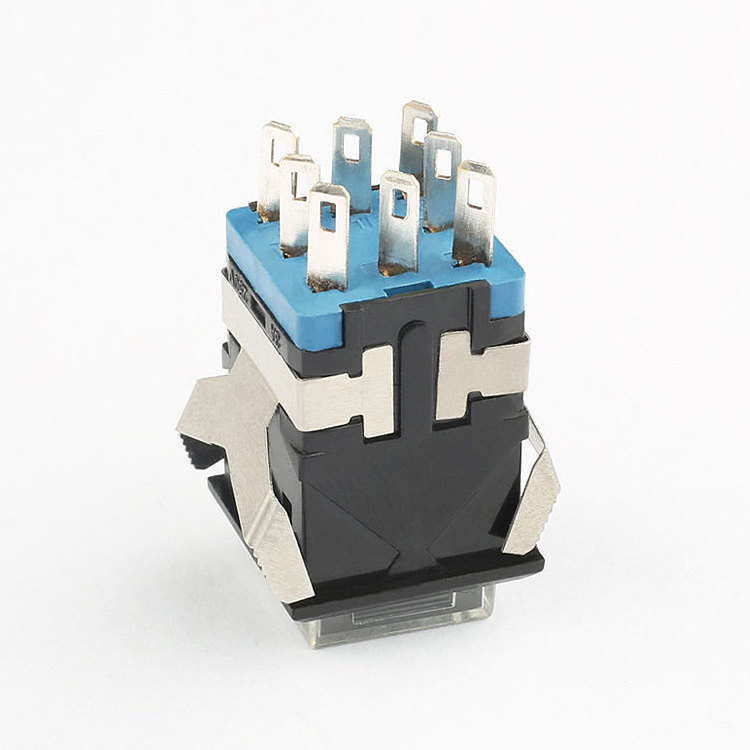 Square Double Pole Momentary Latching Push Button Switch