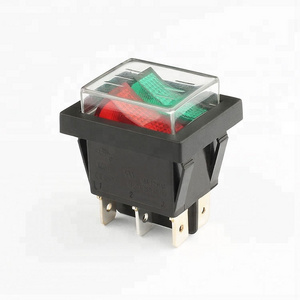 KCD1 dpst 6 pin illuminated rocker switch with waterproof cover