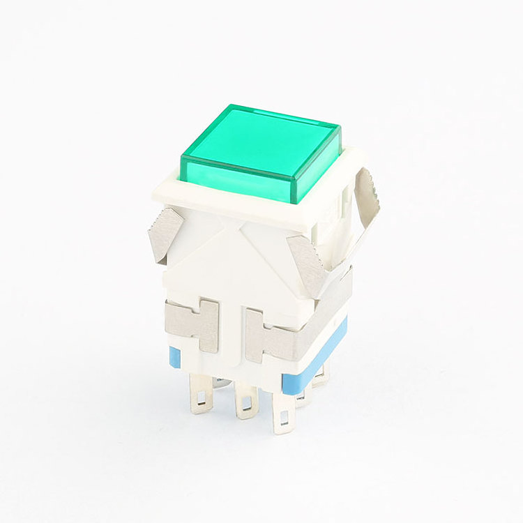 17mm Square Push Button Switch 3a 250vac 1 pole 2 pole latched momentary led light quality plastic push button switch