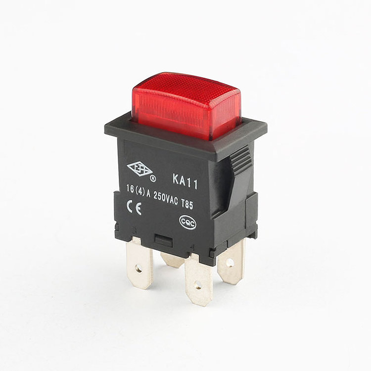 Illuminated push button switch momentary 16A 250V switch push button rectangle red led push button switch