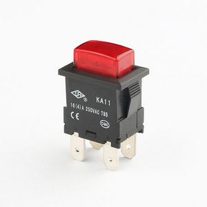 Illuminated push button switch momentary 16A 250V switch push button rectangle red led push button switch